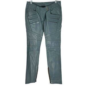 Leathercult Gray Moto Handcrafted Custom Made Leather Pants Size S/XS